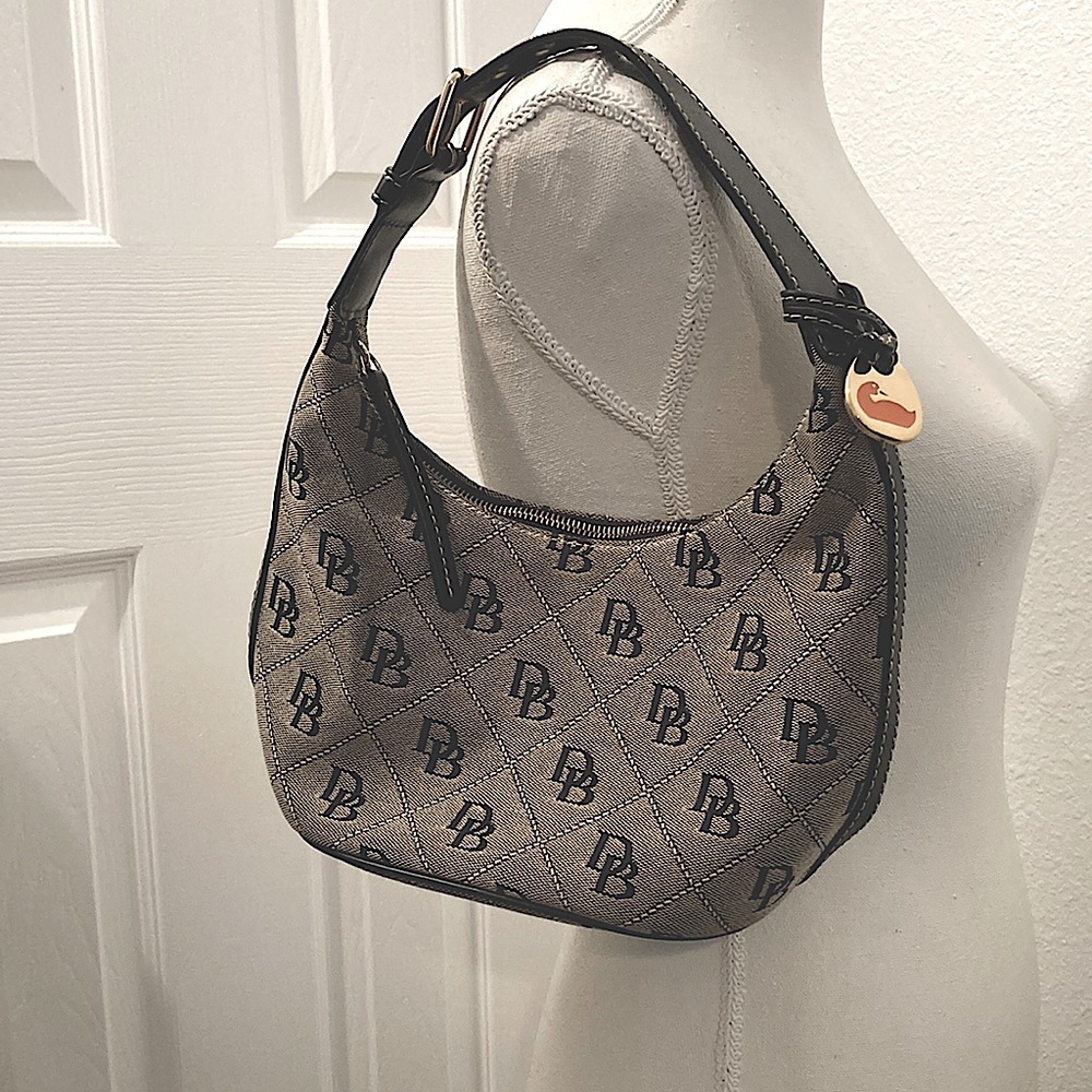Vintage Dooney & Bourke Signature Canvas Leather Trim Purse